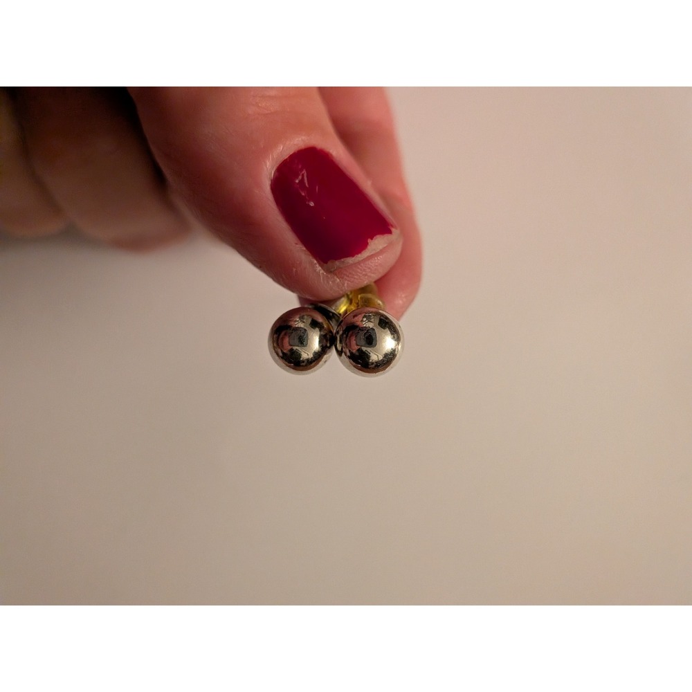 Classic Silver Tone Ball Stud Earrings Minimalist High Shine Spherical Posts